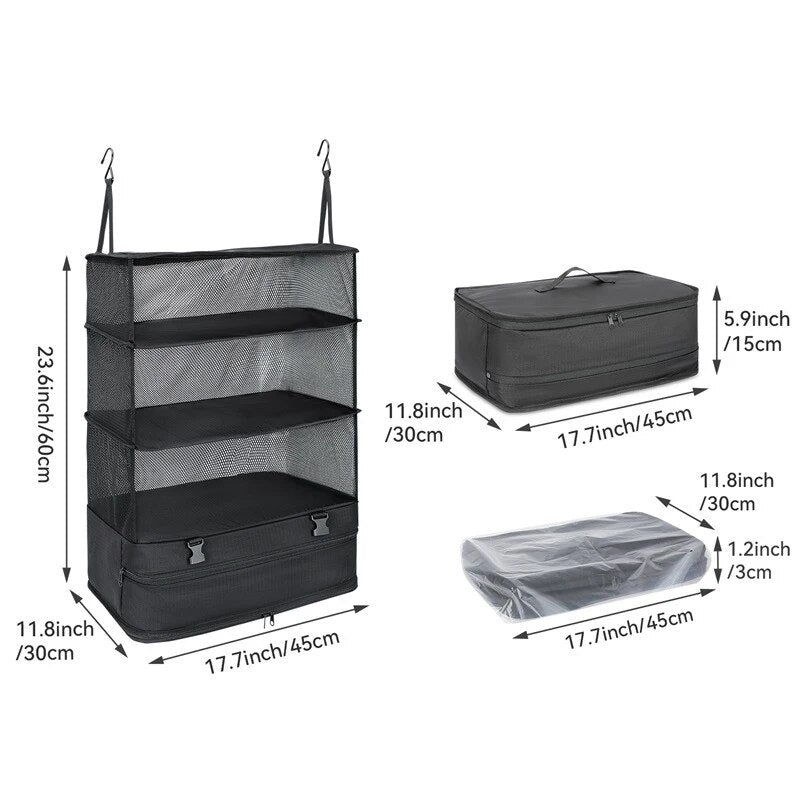 Travel Essentials Hanging Packing Cubes Laundry Storage Compartment