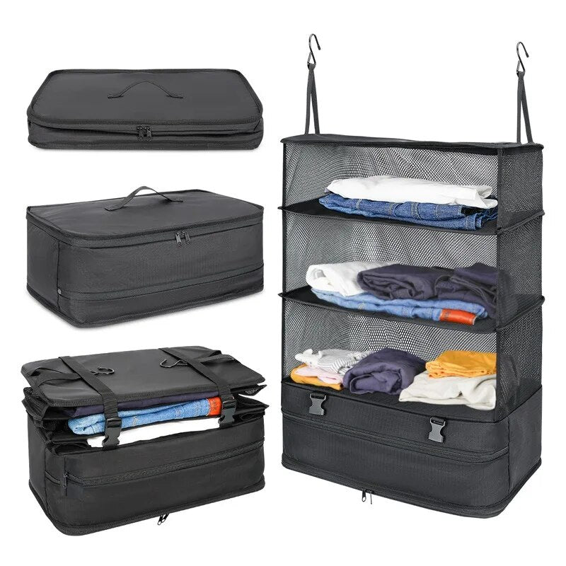 Travel Essentials Hanging Packing Cubes Laundry Storage Compartment