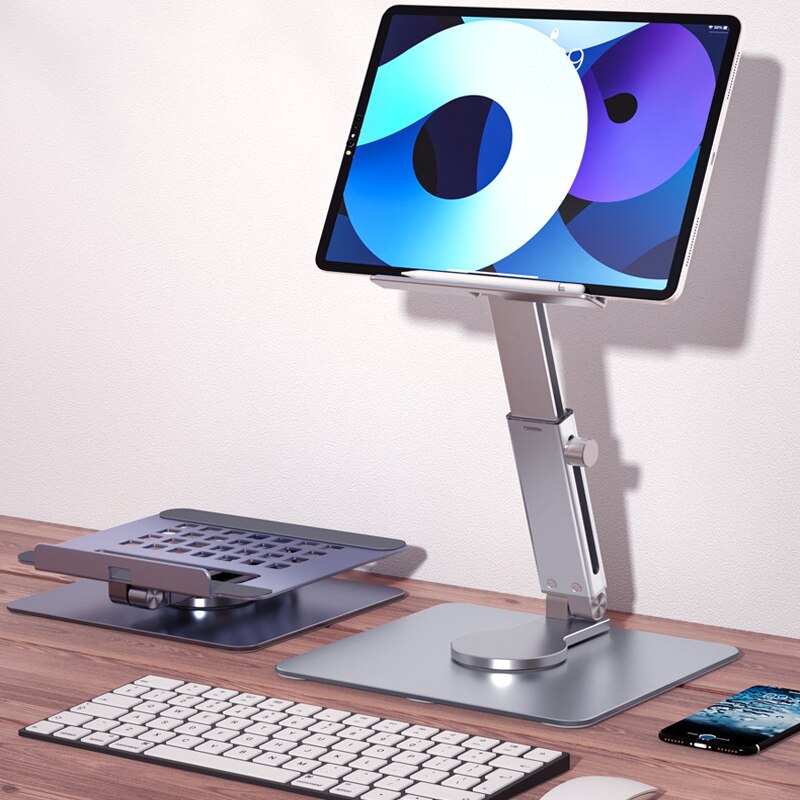 Aluminum Tablet Stand 360°Rotating Folding Adjustable Desk Holder