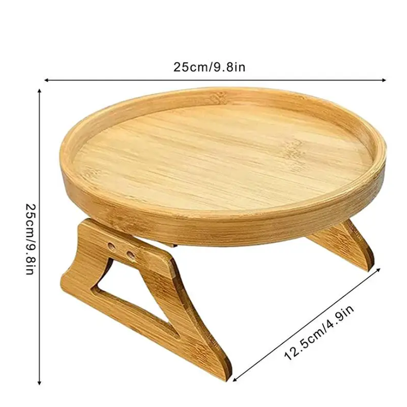 Sofa Tray Table Natural Bamboo Sofa Armrest Clip-On Tray
