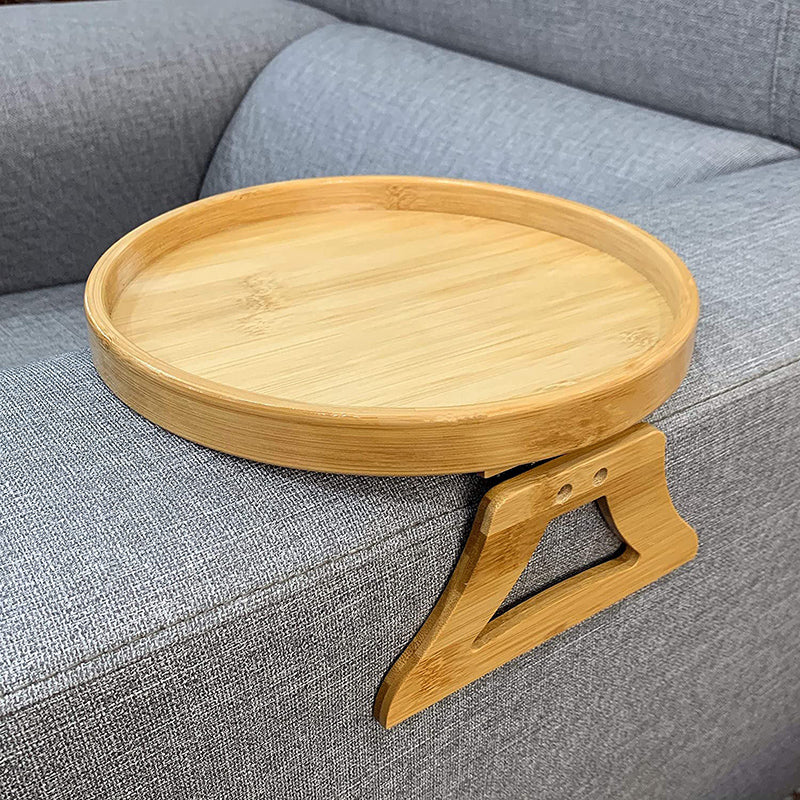 Sofa Tray Table Natural Bamboo Sofa Armrest Clip-On Tray