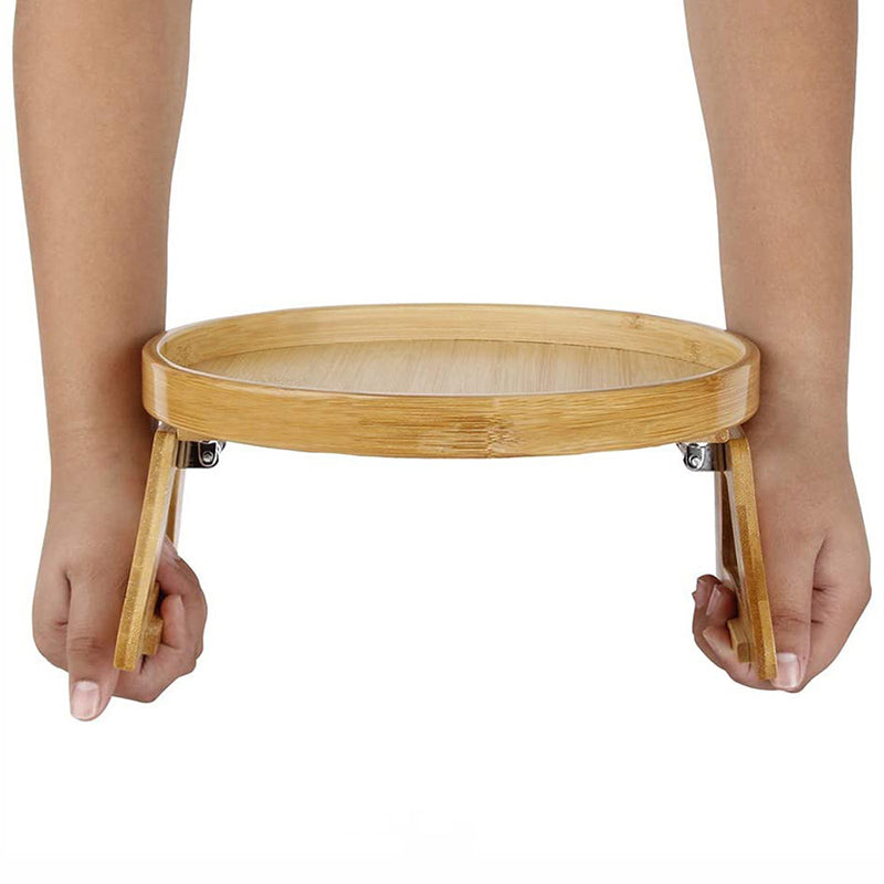 Sofa Tray Table Natural Bamboo Sofa Armrest Clip-On Tray