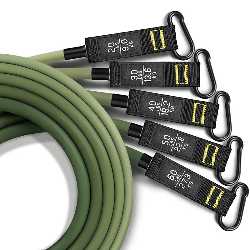 5 Tube Fitness Exercise Resistance Band Set Workout Bands