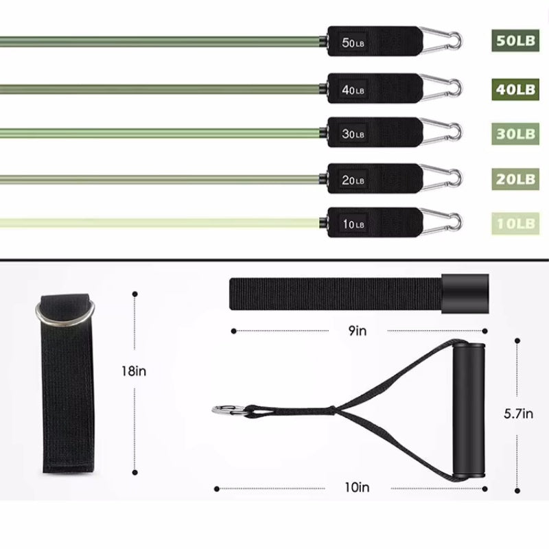 5 Tube Fitness Exercise Resistance Band Set Workout Bands