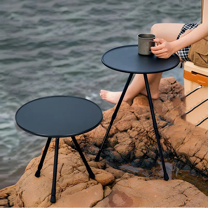 Ultralight Portable Folding Table Camping Round Table with Optional Light Stand