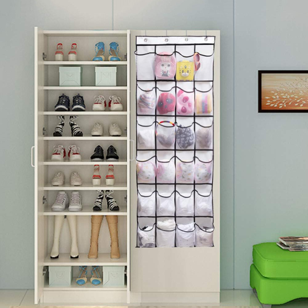 24 Grid Wall-Mounted Sundries Organizer with Mesh Pocket