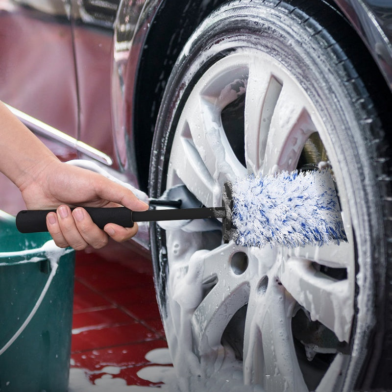 Plush Car Wheel Hub Brush Anti-Slip Plastic Handle