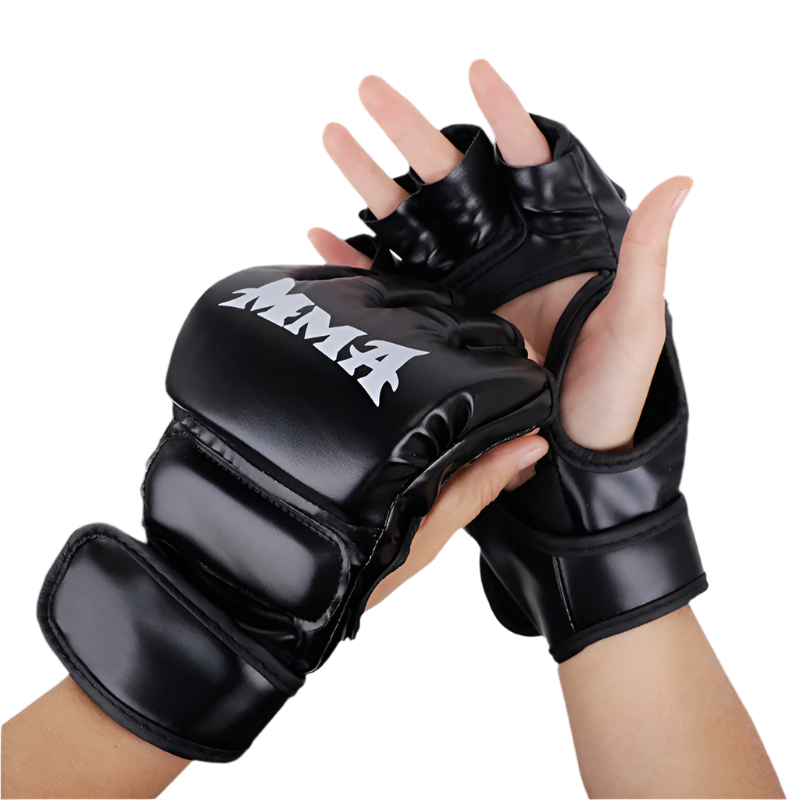 Half Finger Leather Cushion Boxing Training Gloves