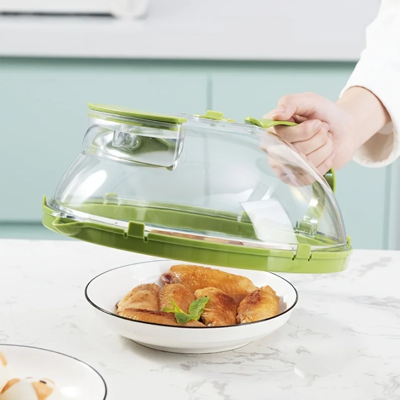 10 Inch Clear Microwave Splatter Cover with Water Steamer and Handle