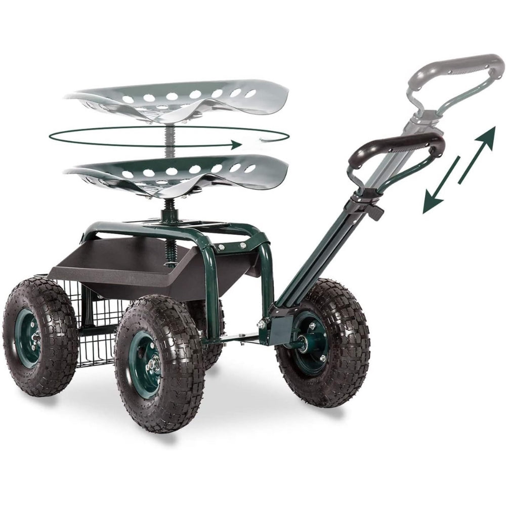 Garden Cart Rolling Workseat with Wheels Gardening Stool for Planting