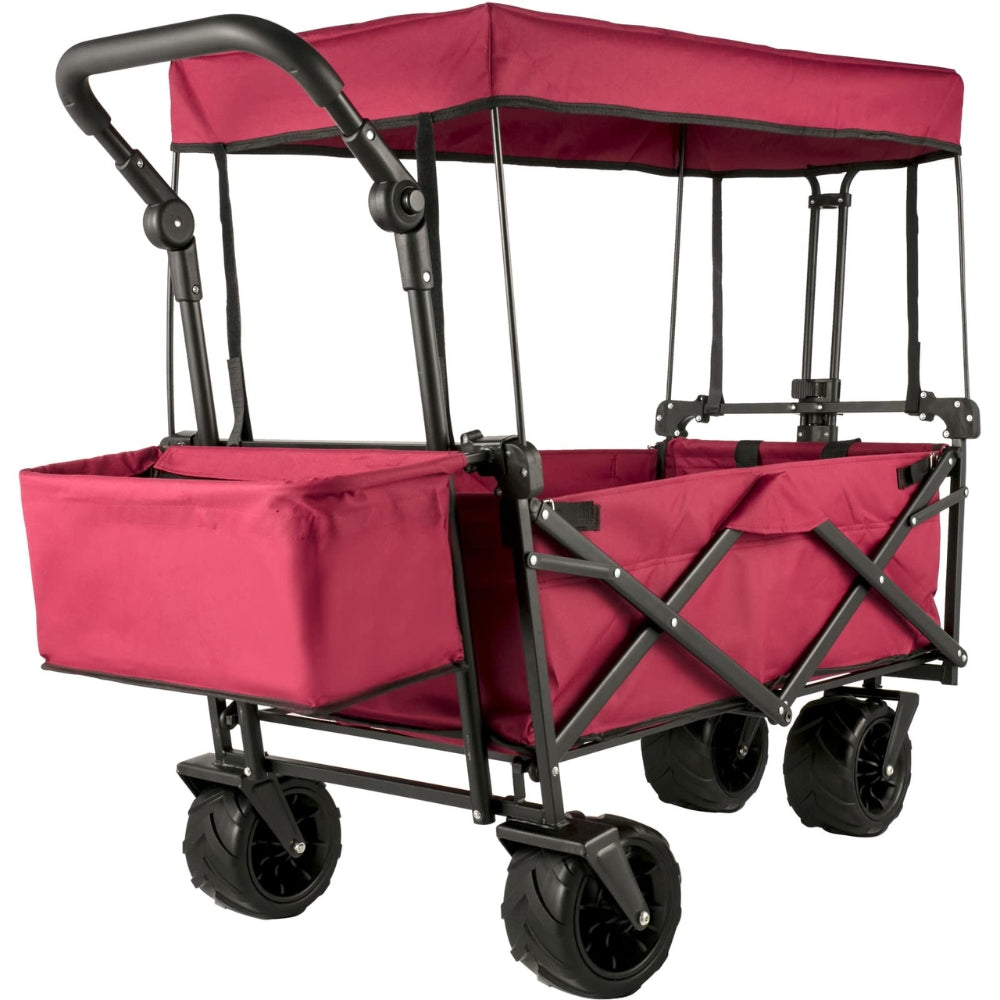 Folding Wagon Cart with Adjustable Handle Bar and Removable Canopy