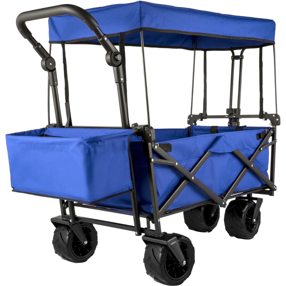 Folding Wagon Cart with Adjustable Handle Bar and Removable Canopy