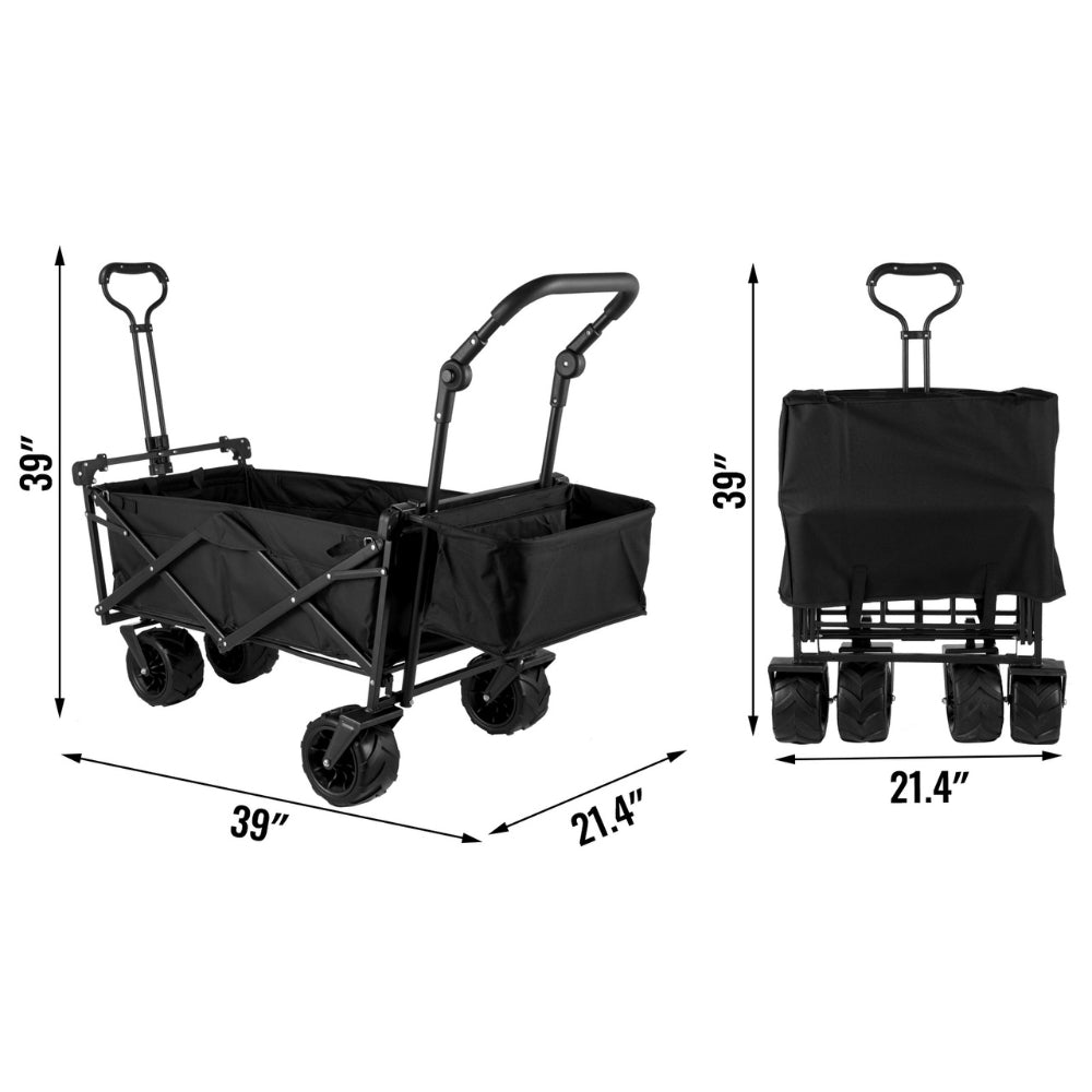 Folding Wagon Cart with Adjustable Handle Bar and Removable Canopy