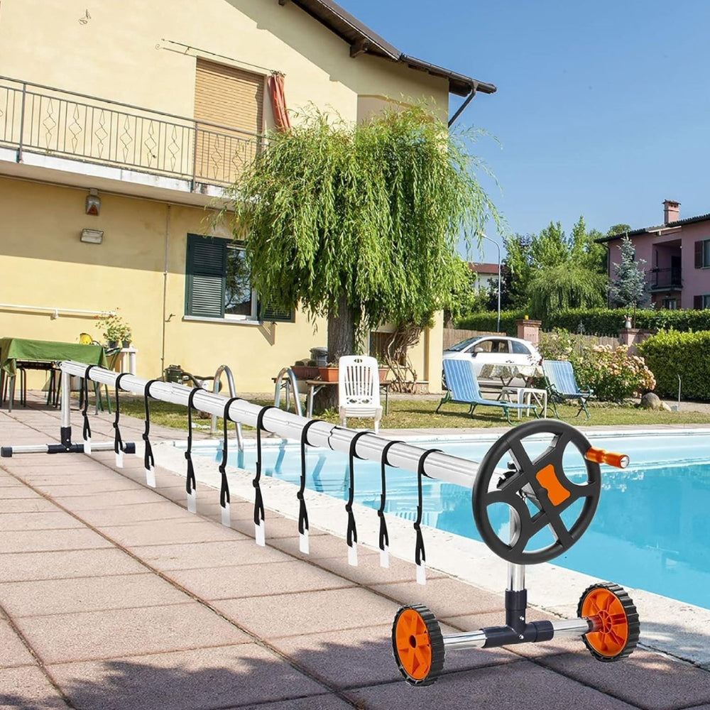 Pool Cover Reel Solar Inground Cover Aluminum Reel Set with Sandbags