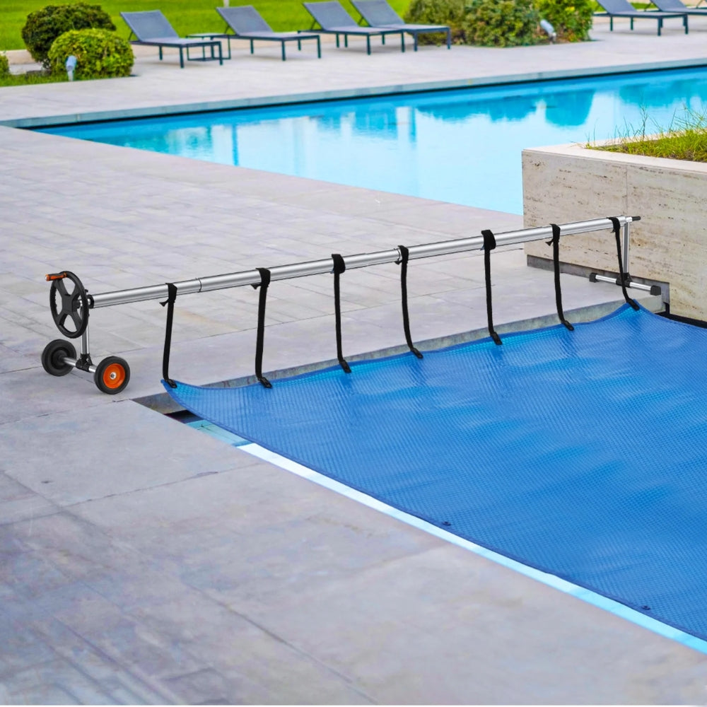 Pool Cover Reel Solar Inground Cover Aluminum Reel Set with Sandbags