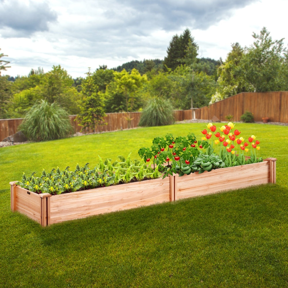 Wooden Raised Garden Bed Planter Box Elevated Floor with Whole Kit and Drainage System