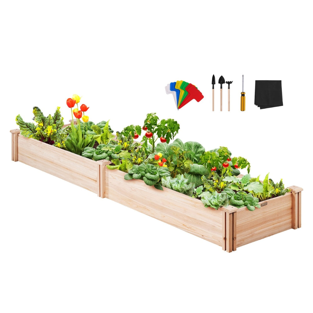 Wooden Raised Garden Bed Planter Box Elevated Floor with Whole Kit and Drainage System