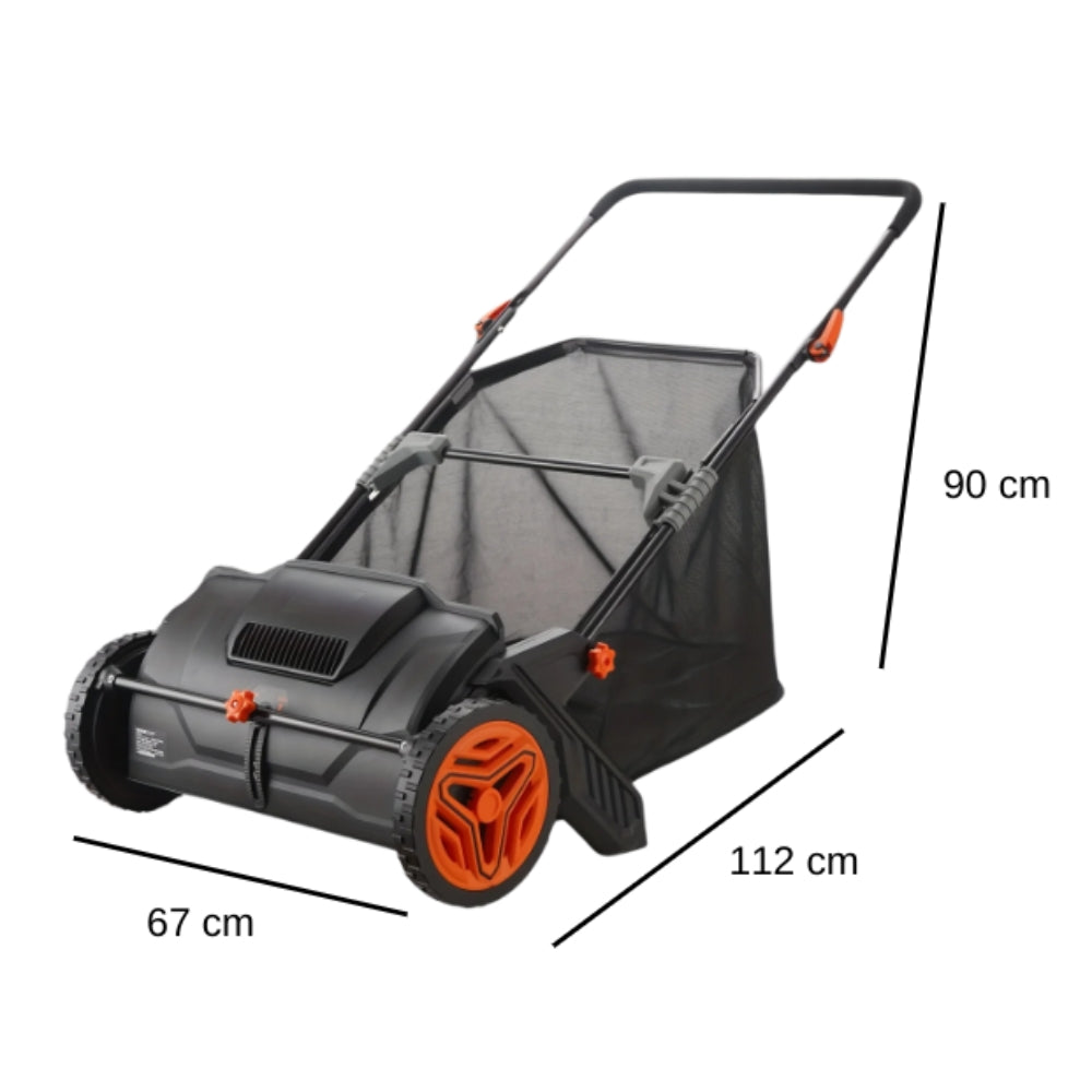 Push Lawn Sweeper with Durable Steel Frame and Large Capacity Hopper Bag