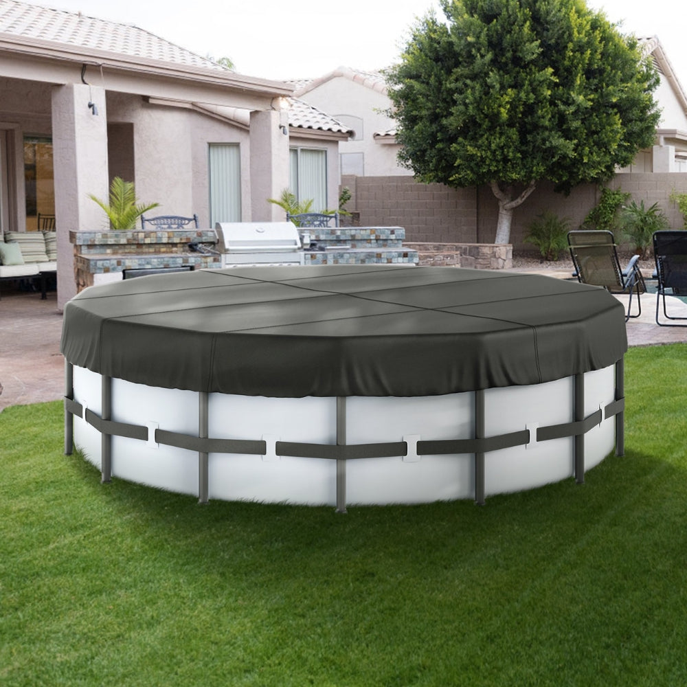Round Pool Cover Solar Covers for Above Ground Pools Safety Pool Cover with Drawstring Design Black