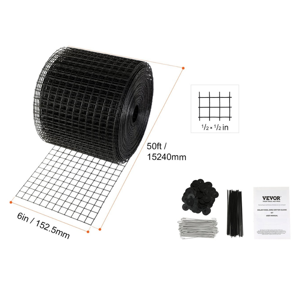 Solar Panel Bird Guard Critter Guard Roll Kit  Stainless Steel Fasteners
