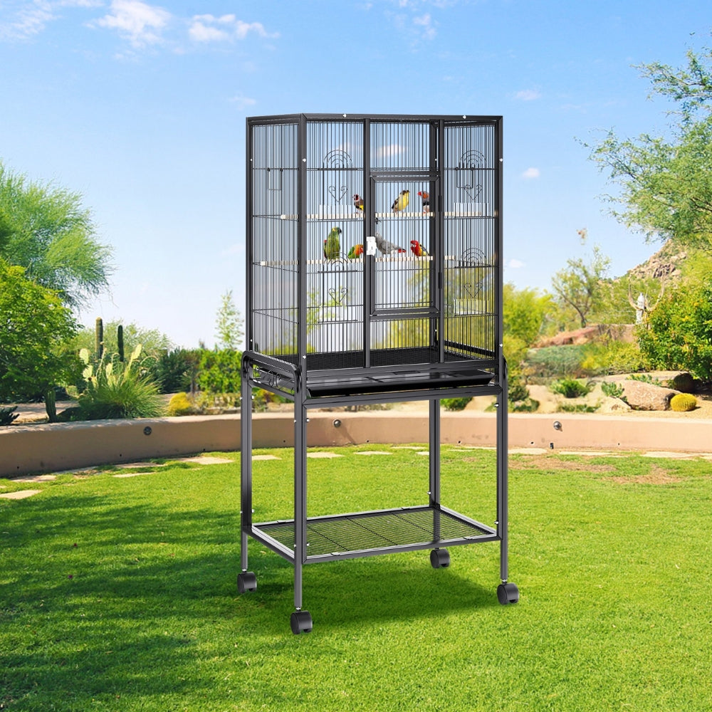 Premium Standing Bird Cage with Rolling Stand Durable Carbon Steel Design