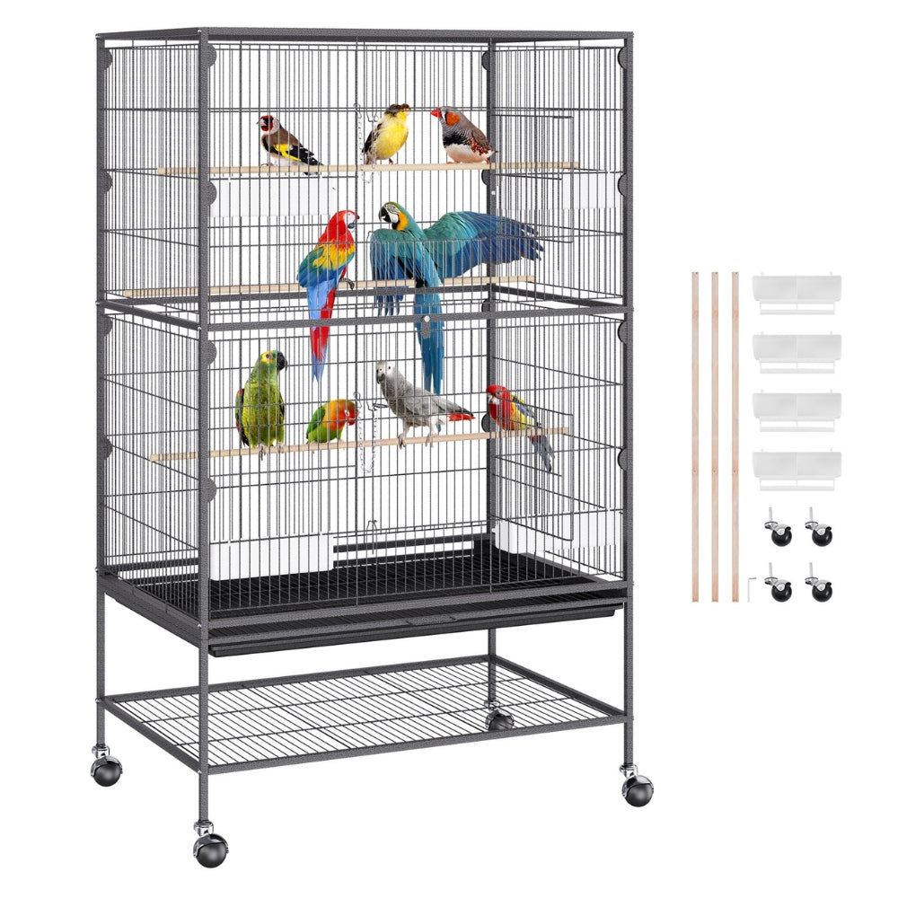 Premium Standing Bird Cage with Rolling Stand Durable Carbon Steel Design