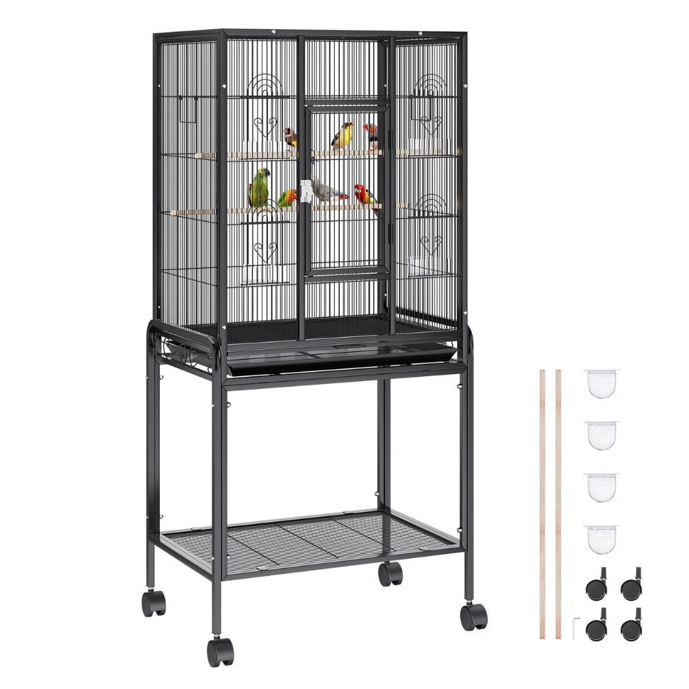 Premium Standing Bird Cage with Rolling Stand Durable Carbon Steel Design