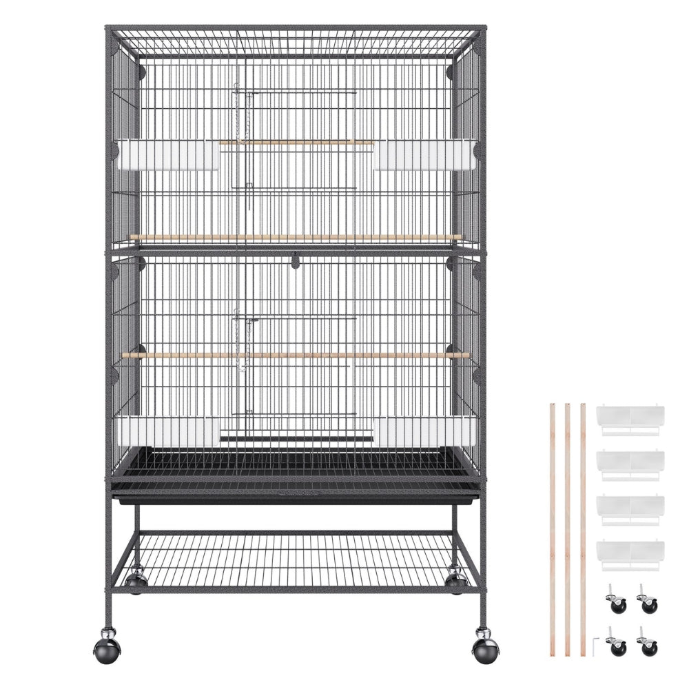 Premium Standing Bird Cage with Rolling Stand Durable Carbon Steel Design