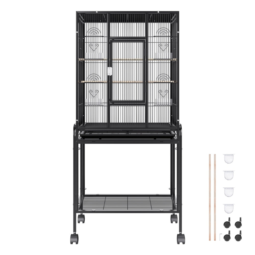 Premium Standing Bird Cage with Rolling Stand Durable Carbon Steel Design