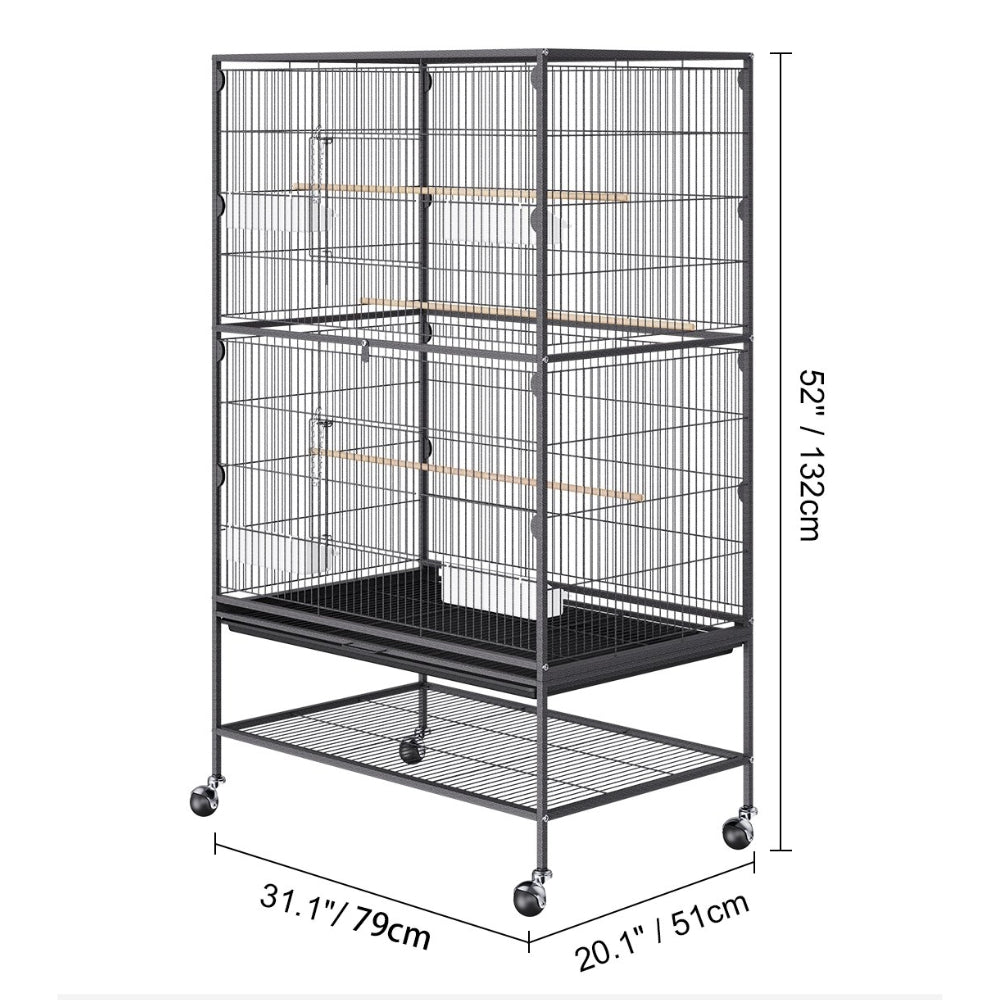 Premium Standing Bird Cage with Rolling Stand Durable Carbon Steel Design