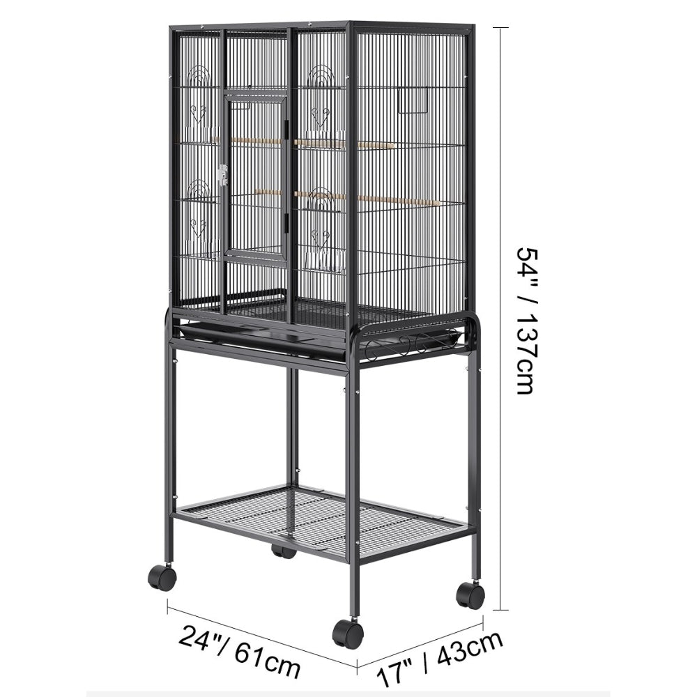 Premium Standing Bird Cage with Rolling Stand Durable Carbon Steel Design