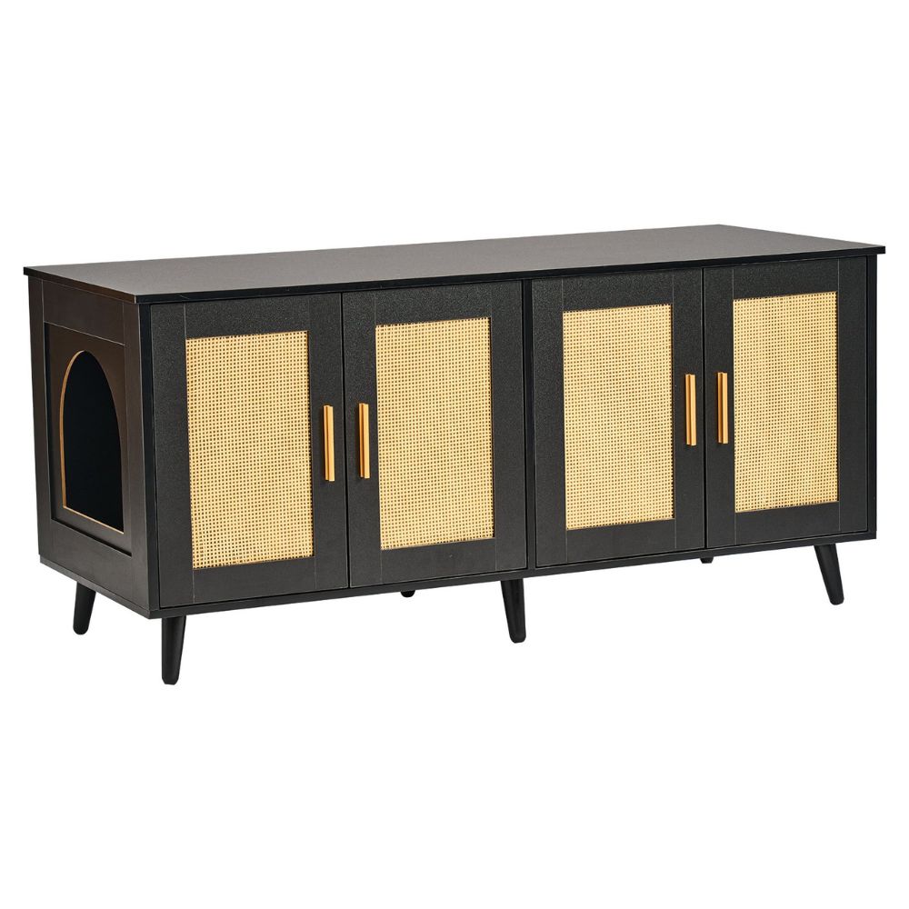 Hansona Cat Litter Box Enclosure for 2 Cats Litter Box Furniture