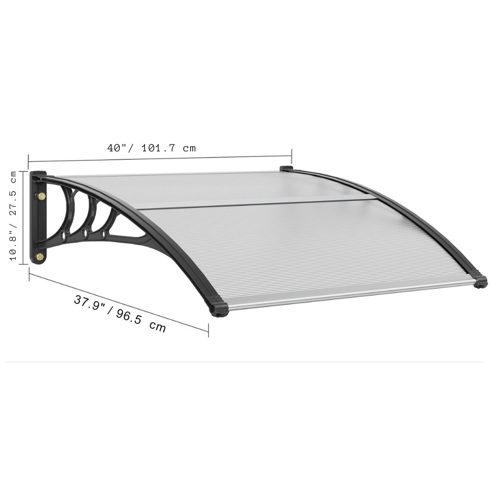 Window Door Awning Canopy UPF 50+ Polycarbonate Front Door Overhang for Sun Protection