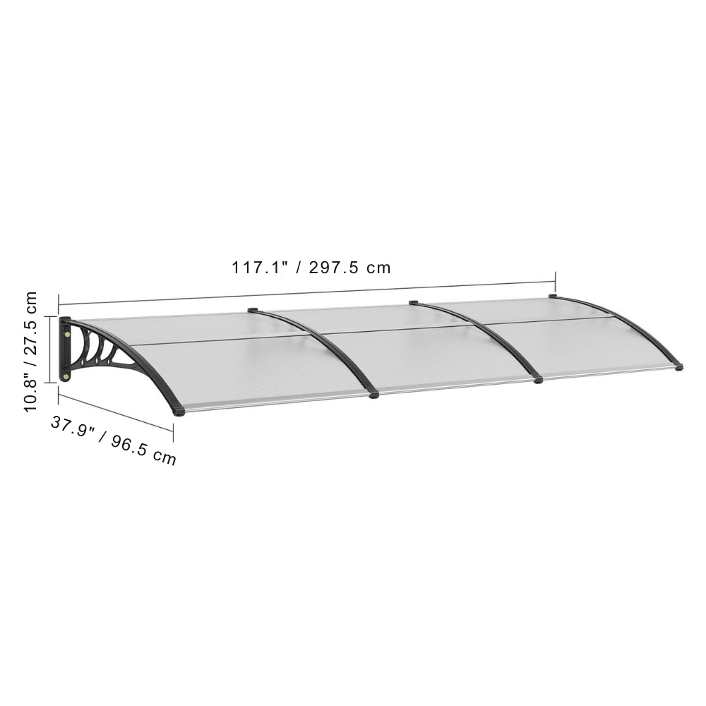 Window Door Awning Canopy UPF 50+ Polycarbonate Front Door Overhang for Sun Protection
