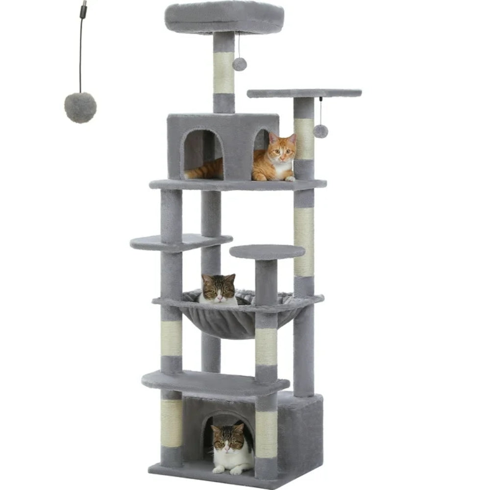 Luxury Cat Tree with Condo Hammock Tall Cat Tower for Indoor Cat Scratcher
