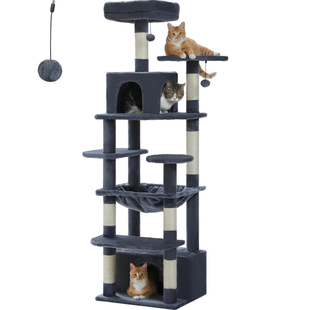 Luxury Cat Tree with Condo Hammock Tall Cat Tower for Indoor Cat Scratcher