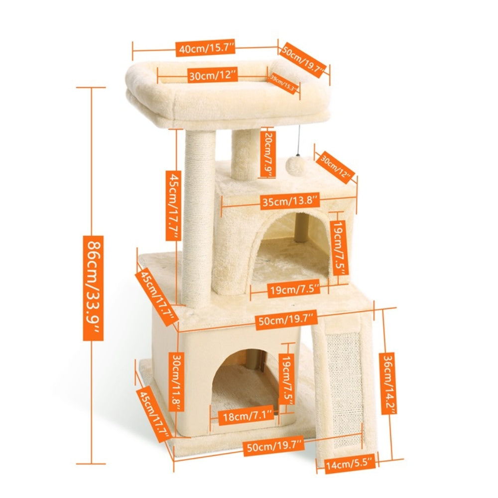 Cat Tree Tower House Condo Perch Entertainment Scratching for Kitten Multi-Level Tower