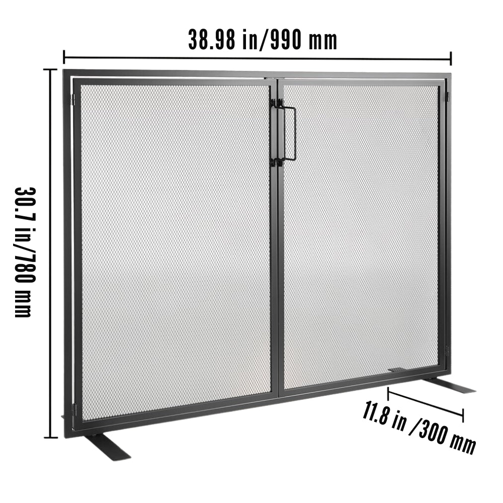 Fireplace Screen 1 Panel with Door Iron