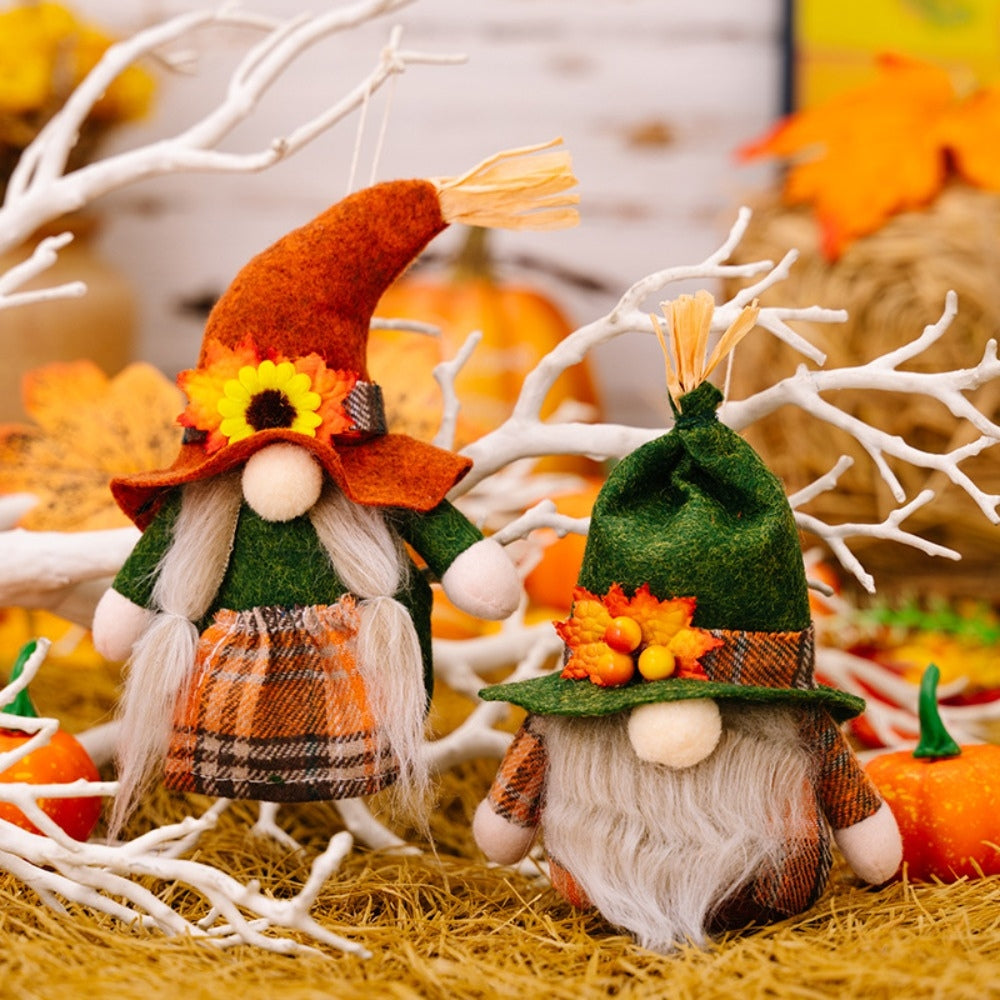 Fall Gnome Pumpkin Maple Sunflower Harvest Autumn Elf Dwarf Plush Faceless Dolls Ornaments