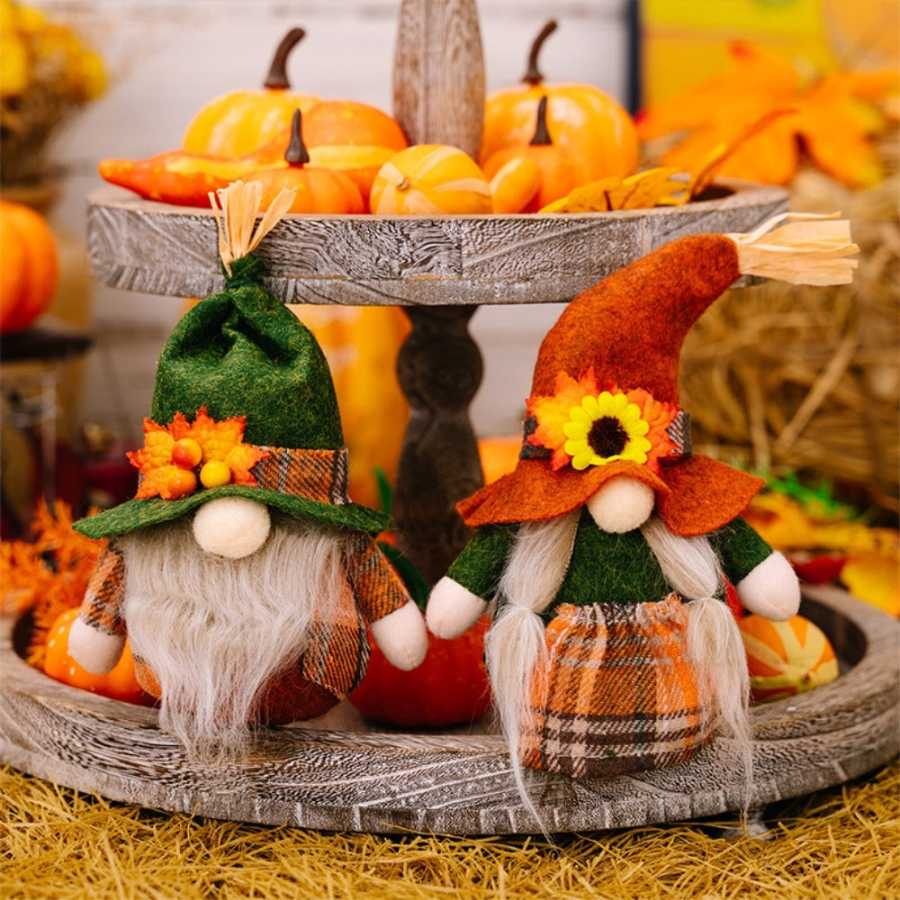 Fall Gnome Pumpkin Maple Sunflower Harvest Autumn Elf Dwarf Plush Faceless Dolls Ornaments