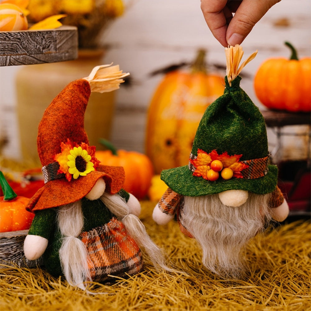 Fall Gnome Pumpkin Maple Sunflower Harvest Autumn Elf Dwarf Plush Faceless Dolls Ornaments