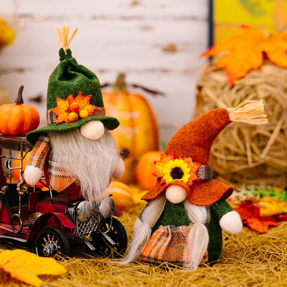 Fall Gnome Pumpkin Maple Sunflower Harvest Autumn Elf Dwarf Plush Faceless Dolls Ornaments