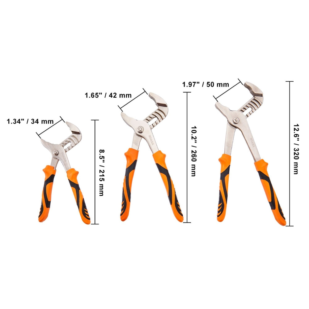 Groove Joint Pliers Set 3 Piece High Carbon Steel Water Pump Pliers
