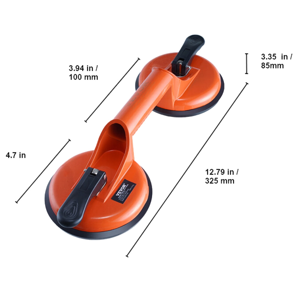 2 Pack 330 lbs Glass Vacuum Suction Cup Vacuum with Aluminum Handle