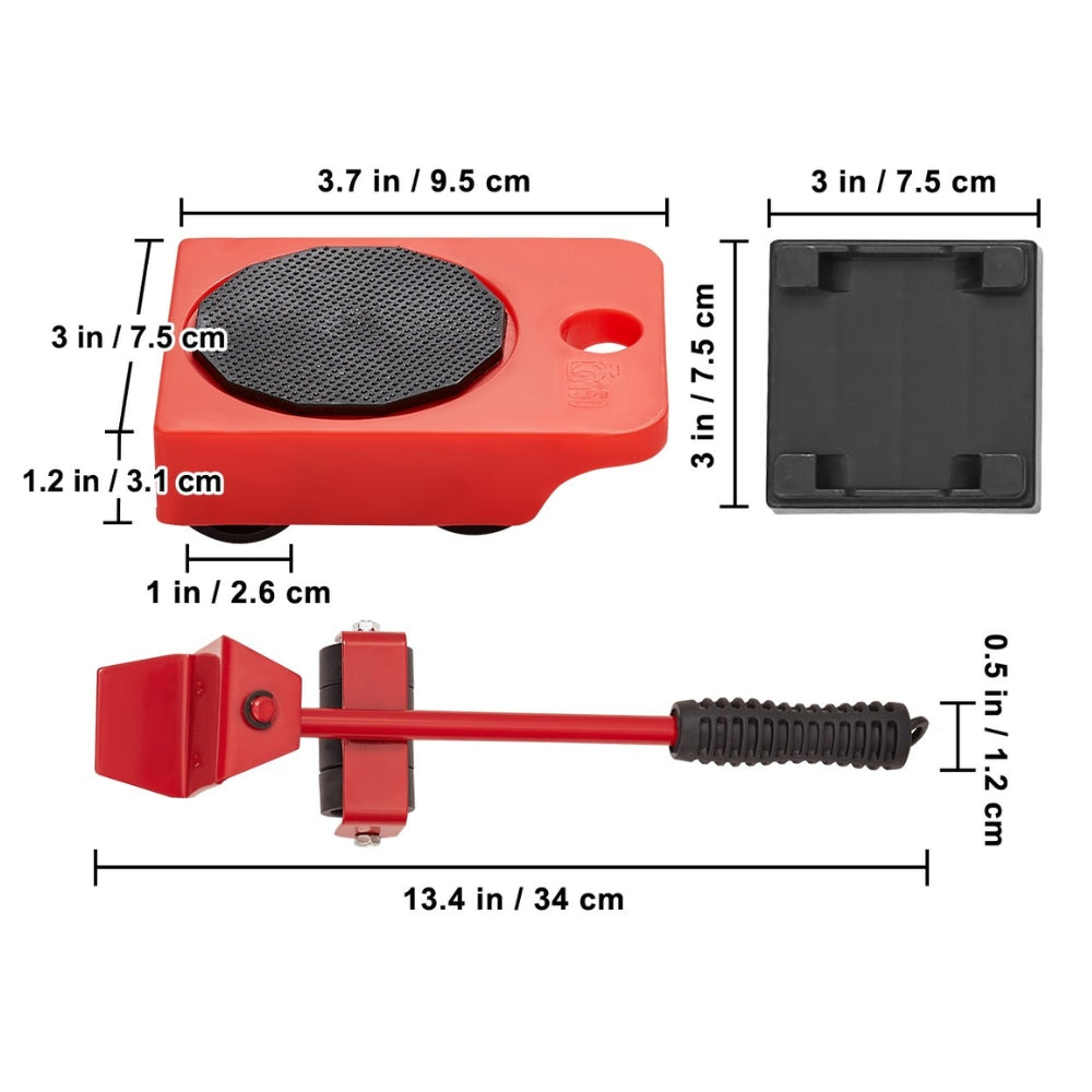 4pcs 250Lbs Furniture Mover Sliders Labor Saving Heavy Duty Lifter Moving  with Wheel Bar Hand Transport Tool Remover Kit