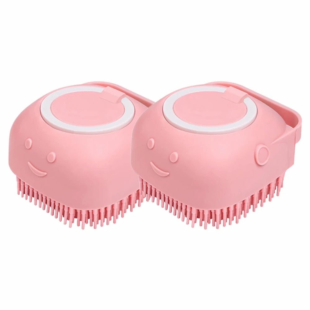 Hansona Dog Bathing Brush Pet Massage Brush Shampoo Dispenser Soft Silicone Brush