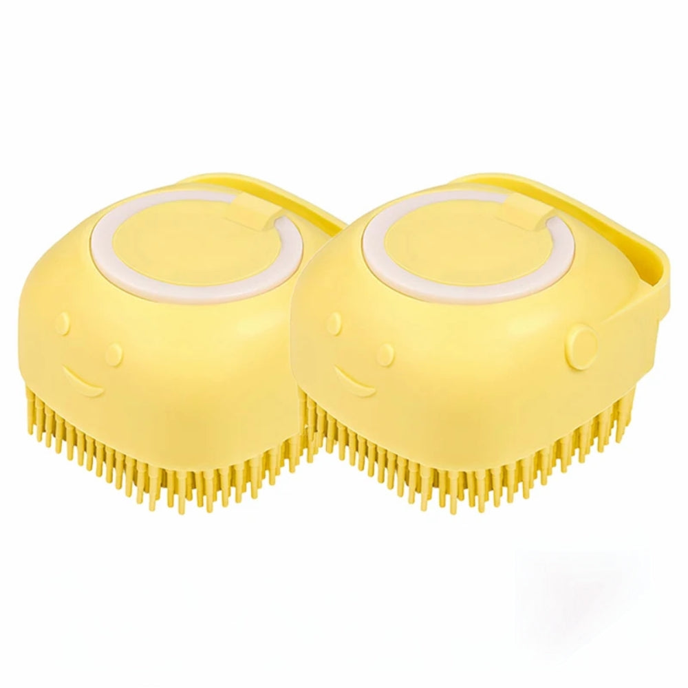 Hansona Dog Bathing Brush Pet Massage Brush Shampoo Dispenser Soft Silicone Brush