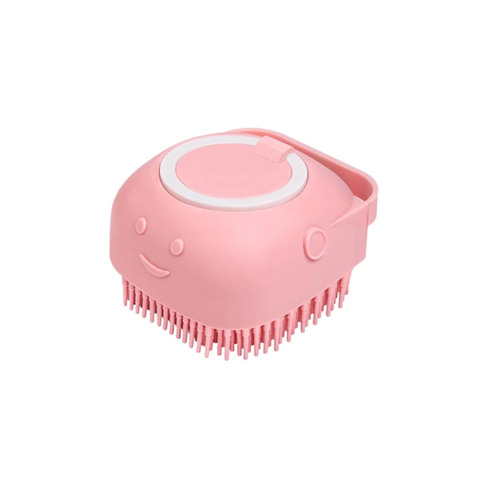 Hansona Dog Bathing Brush Pet Massage Brush Shampoo Dispenser Soft Silicone Brush