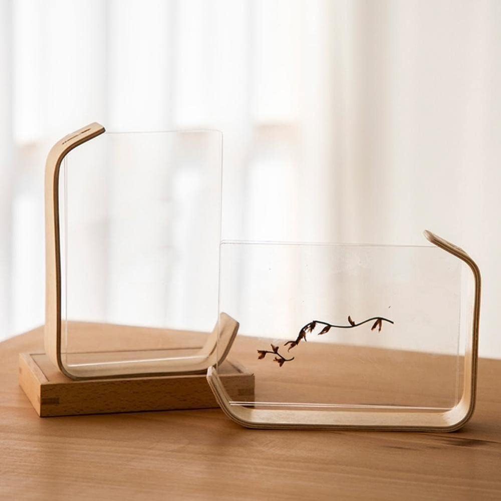 Wooden Picture Frame Swing Table DIY Transparent Herbarium Display Frame