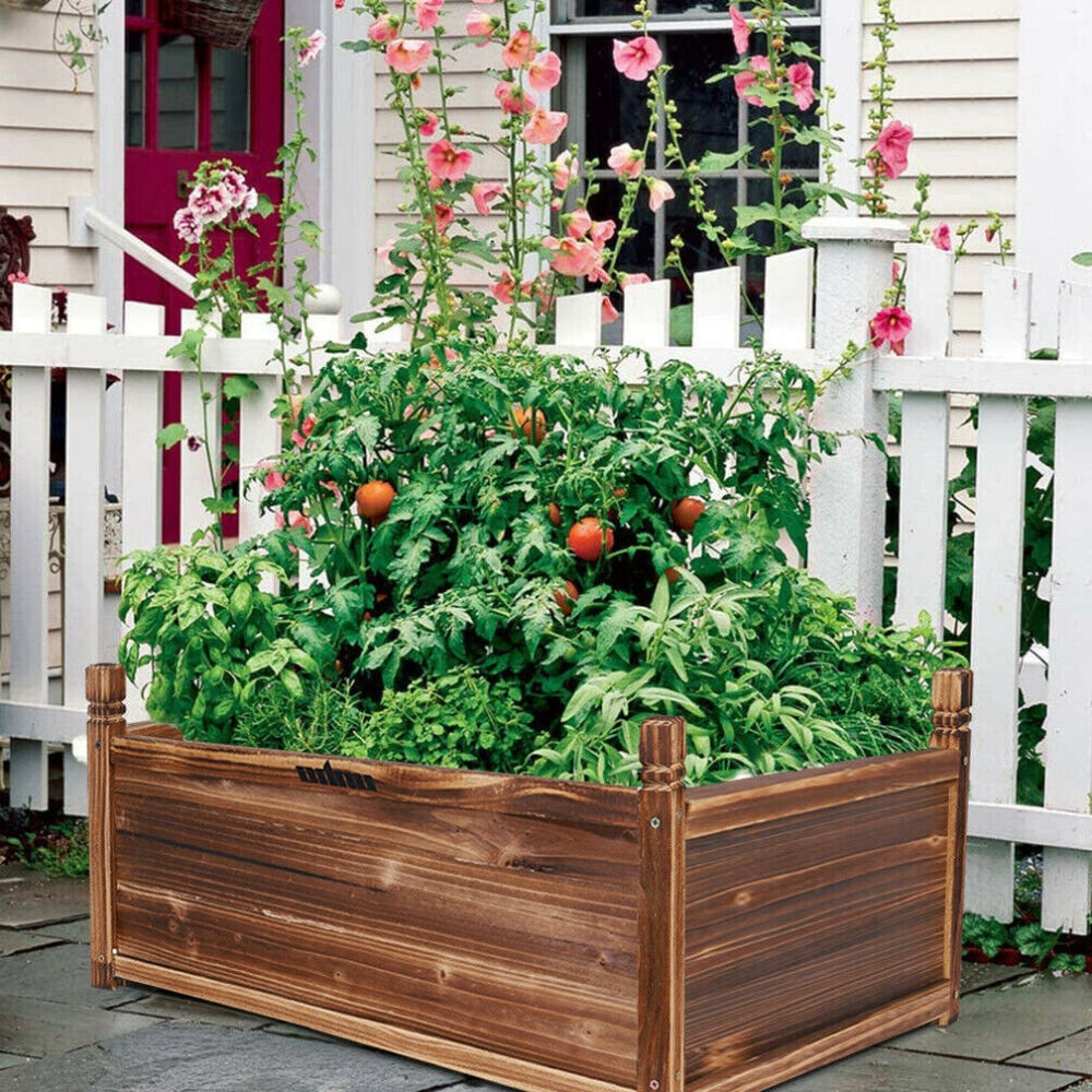 Wood Planter Box Outdoor Raised Planter Beds Garden for Flowers Vegetables